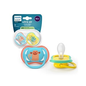 Set 2 Suzete Ultra Air, Albastru/Galben, 18 Luni+, SCF349/58, Philips Avent
