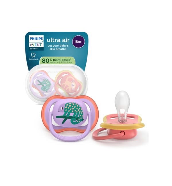 Set 2 Suzete Ultra Air, Mov/Roz, 18 luni+, SCF349/47, Philips Avent
