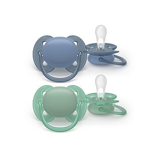 Set 2 Suzete Ultra Soft Pacifier, Albastru/Verde, 6-18 Luni, SCF091/42, Philips Avent