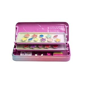 Set Machiaj Little Unicorn Metalic Set machiaj Little Unicorn în cutie metalică cu 3 niveluri.