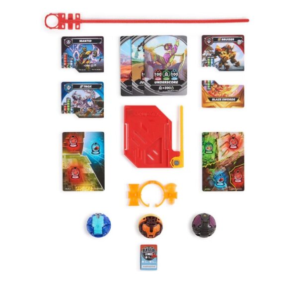 Set Starter Bakugan cu accesorii Set Bakugan Starter cu Mantis, Titanium Trox și accesorii pentru joc.