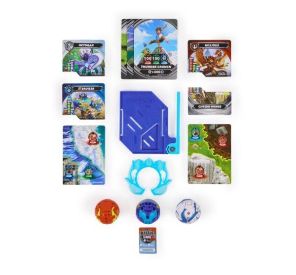 Set Starter Bakugan cu accesorii Set Bakugan Starter cu 3 figurine și accesorii pentru joc.