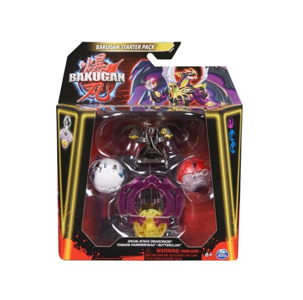 Set Starter Dragonoid Bakugan Set Bakugan starter cu Dragonoid și accesorii colorate.