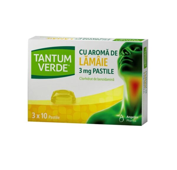 tantum-verde-cu-aroma-de-lamaie-3-mg-3-x-10-pastile-angelini-O44637-farmacia-morpheus Tantum Verde cu Aroma de Lamaie, 3 mg, 3 x 10 Pastile, Angelini