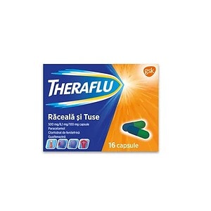 Theraflu Raceala si Tuse 500 mg/6,1 mg/100 mg, 16 Capsule, Haleon