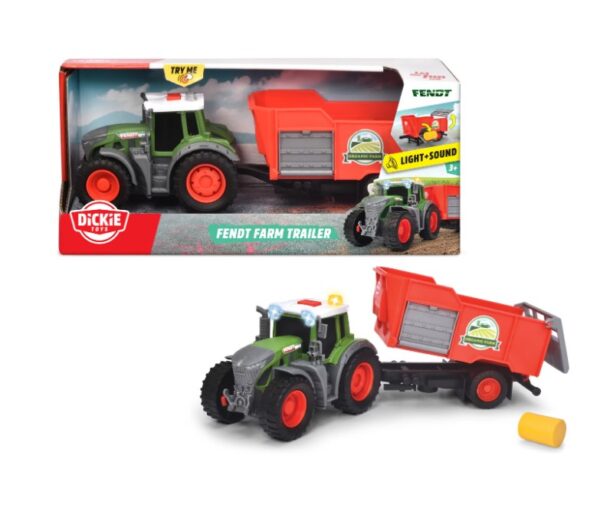 Tractor Fendt cu remorcă pentru copii, jucărie educativă.