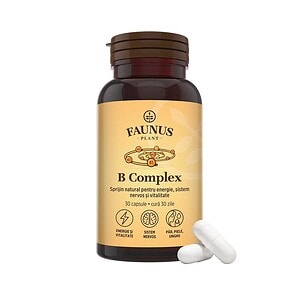 Supliment B Complex Faunus 30 capsule Cutie cu capsule B Complex Faunus pentru energie si vitalitate.