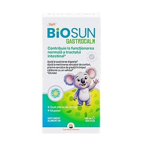 BioSun Gastrocalm, 100ml, Sun Wave Pharma Supliment pentru digestie BioSun Gastrocalm cu elefănțel drăguț pe ambalaj.