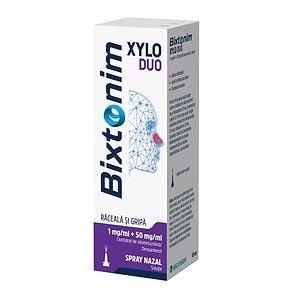 Bixtonim Xylo Duo Spray Nazal Cutie cu spray nazal Bixtonim Xylo Duo pentru răceală și gripă.