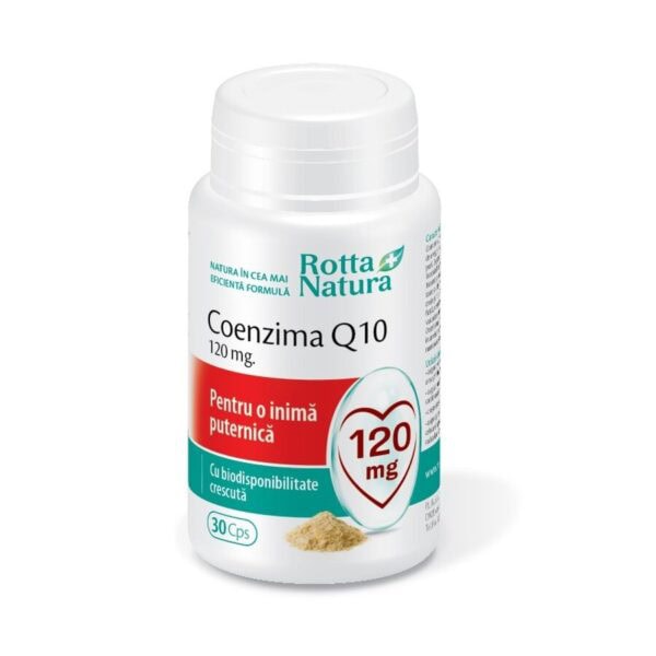 Coenzima Q10 Rotta Natura 120 mg Capsule de Coenzima Q10 Rotta Natura, 120 mg, pentru energie.