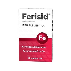 Ferisid Fier Elementar - 30 capsule Ferisid Fier Elementar, supliment de fier pentru sănătate, 30 capsule moi.