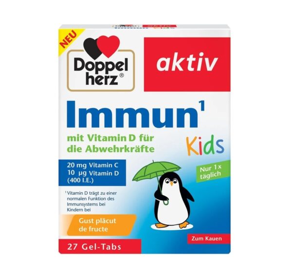 Doppelherz Immun Kids 27 comprimate masticabile Cutie cu comprimate masticabile Doppelherz Immun Kids pentru copii.
