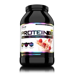 Proteina Multi-Source cu Aroma de Ciocolata Alba si Zmeura Protein-X5 White Choco-Rasberry 2000g, Genius Nutrition