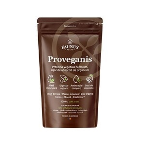 Proveganis Pudra Proteica Vegetala cu Ciocolata Pudra proteica vegetala cu ciocolata Proveganis, 500g, Faunus Plant.