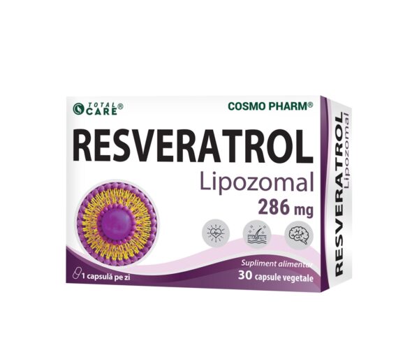 Cutie cu capsule de Resveratrol Liposomal 286 mg de la Farmacia Morpheus.