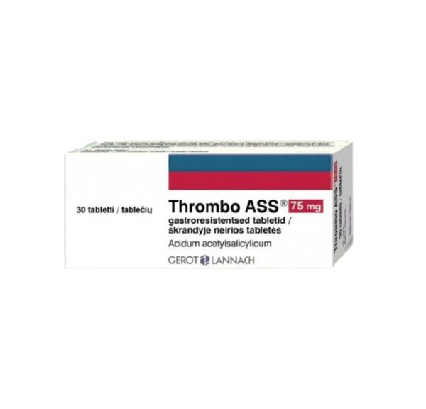 Thrombo ASS 75 mg, 30 comprimate Cutie cu medicament Thrombo ASS 75 mg pentru prevenirea cheagurilor de sânge.