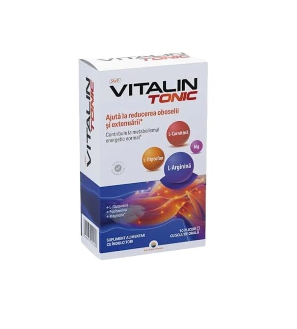 Cutie cu 10 plicuri Vitalin Tonic pentru energie si metabolism.