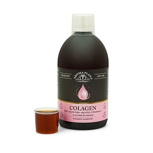 Colagen cu Zinc, Aloe Vera, Biotina si Vitamina C Sticla de colagen cu zinc, aloe vera, biotina si vitamina C pentru sanatate.