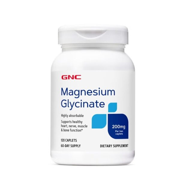 Supliment de Magnesium Glycinate, 200 mg, capsule pentru sănătate.