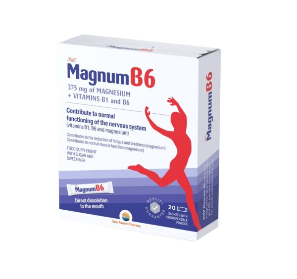 Magnum B6 - Supliment de vitamine Cutie cu supliment de magneziu și vitamine B6 pentru sănătate.