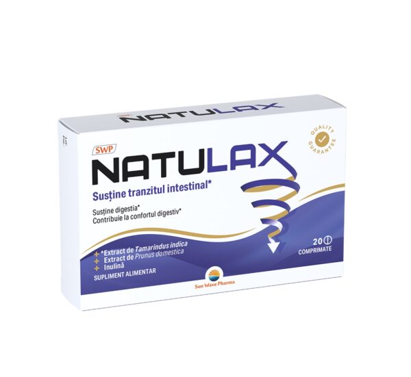 Cutie de Natulax, supliment digestiv pentru sănătatea intestinală.