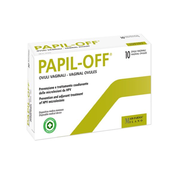 Cutie cu ovule vaginale Papil-Off pentru tratament HPV.