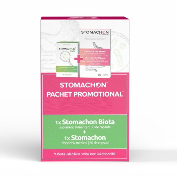 Pachet Stomachon Biota și Stomachon Pachet promoțional Stomachon Biota și Stomachon pentru sănătatea digestivă.