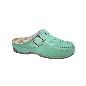 Saboti dama verde Dr Feet, confortabili și eleganți pentru femei.
